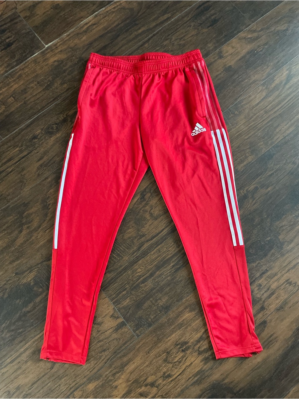 Adidas Men  Red Track Pants with White 3-Stripes